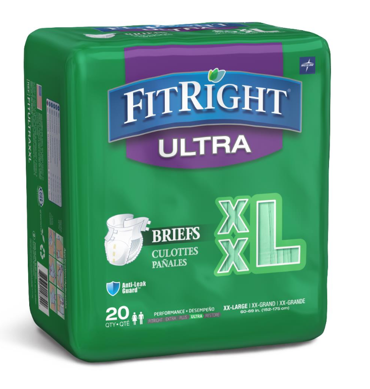 FitRight ULTRA - Heavy Absorbency - Disposable - Adult Incontinence Briefs, Size S / M / L / XL / 2XL