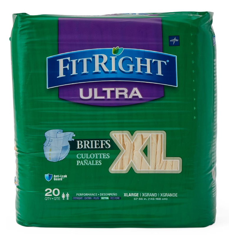 FitRight ULTRA - Heavy Absorbency - Disposable - Adult Incontinence Briefs, Size S / M / L / XL / 2XL