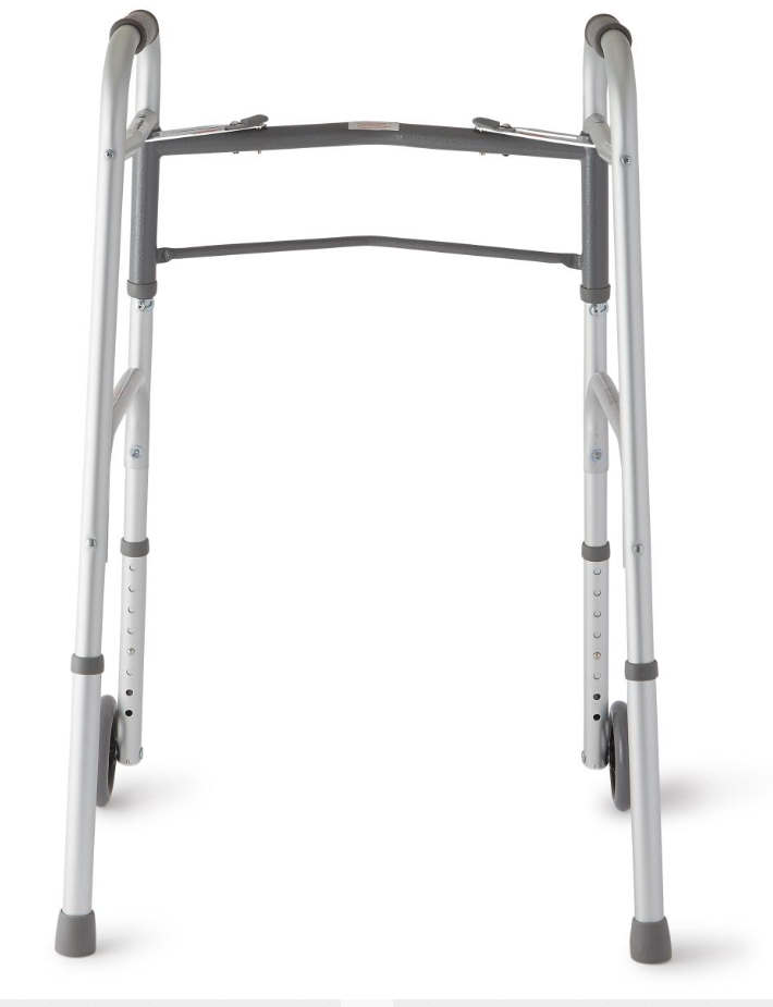 Walker, 2 Button, Folding, W/5IN Wheels