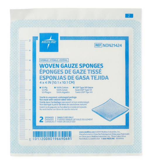 Gauze, Sponge, Drain, 4"X4", 12PLY, STRL